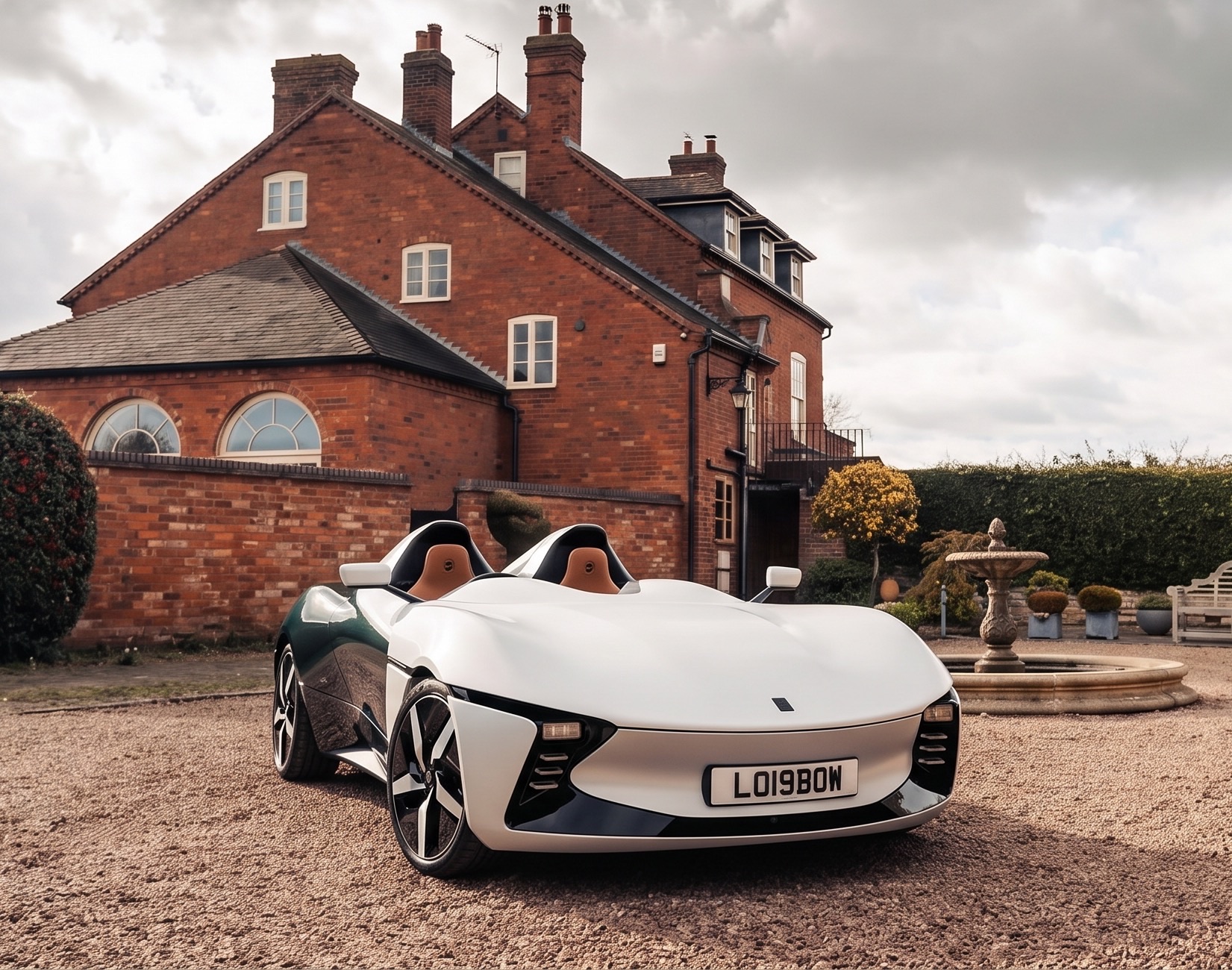 The Longbow Speedster prototype on a gravel forecourt